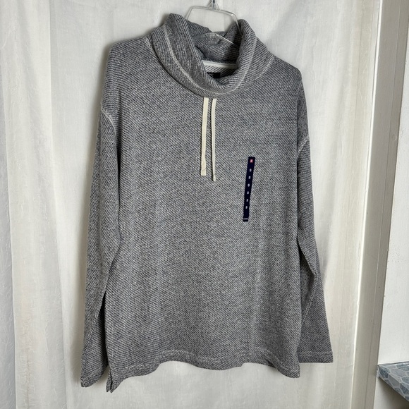 Chaps Gray Cowl Neck Sweatshirt Hoodie Casual Cotton Blend NWT - Picture 10 of 16